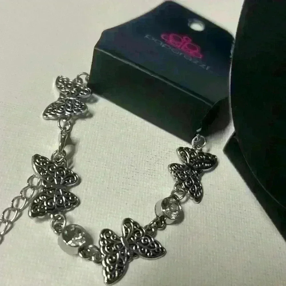 ๐ฆNWOT 3 pc. silver Butterfly Rhinestone necklace, anklet, and bracelet - Picture 5 of 5